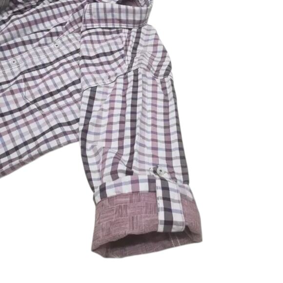 Rockstar Jeans Plaid Checks Shirt Snap Button Contrast Roll tab Rare Unique XS S - Picture 3 of 10